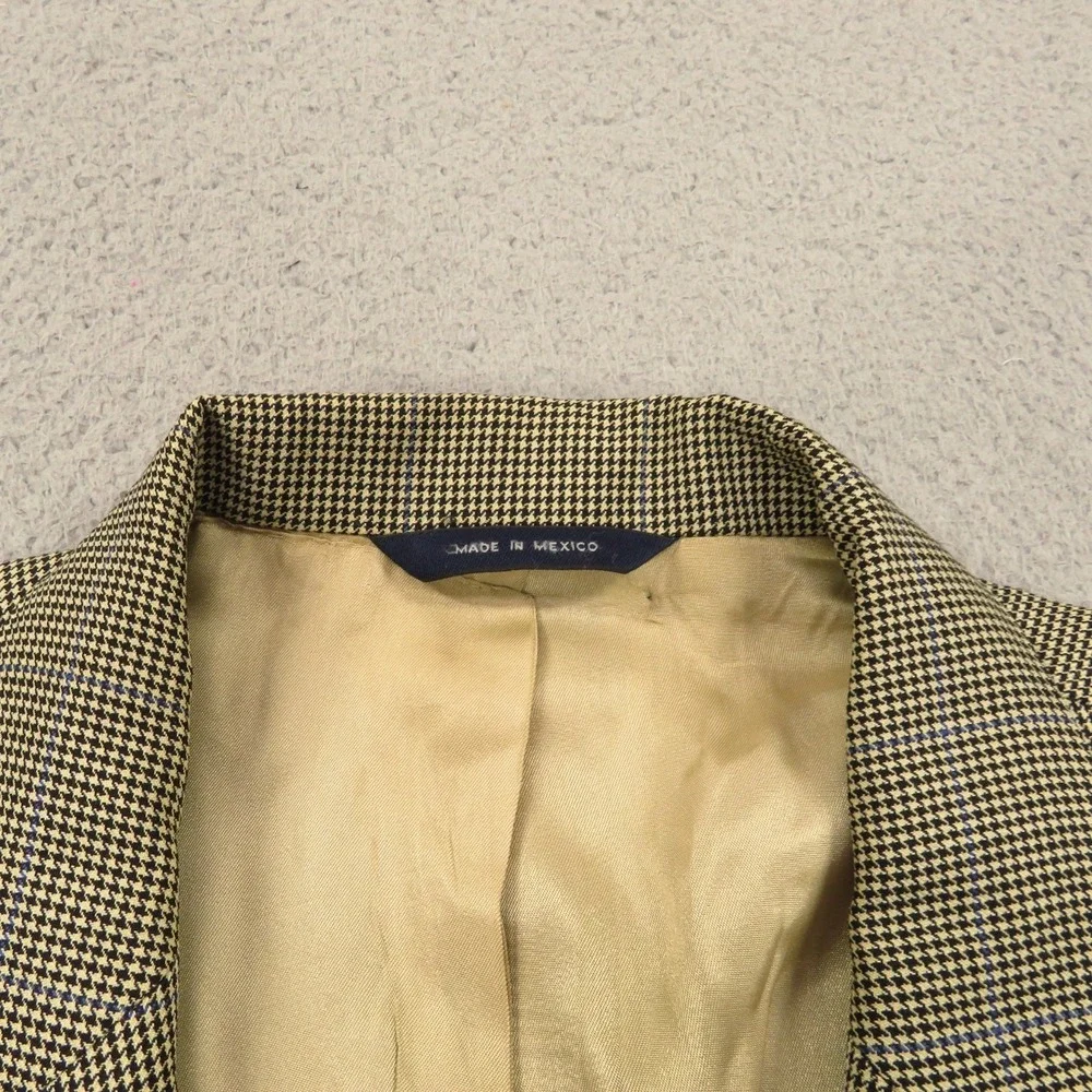Brooks Brothers 44R Wool Cashmere Houndstooth Sport Coat Blazer Beige Check Mens